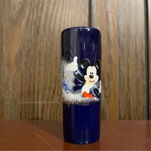 Walt Disney World Mickey and castle blue ceramic shot glass with minor chip